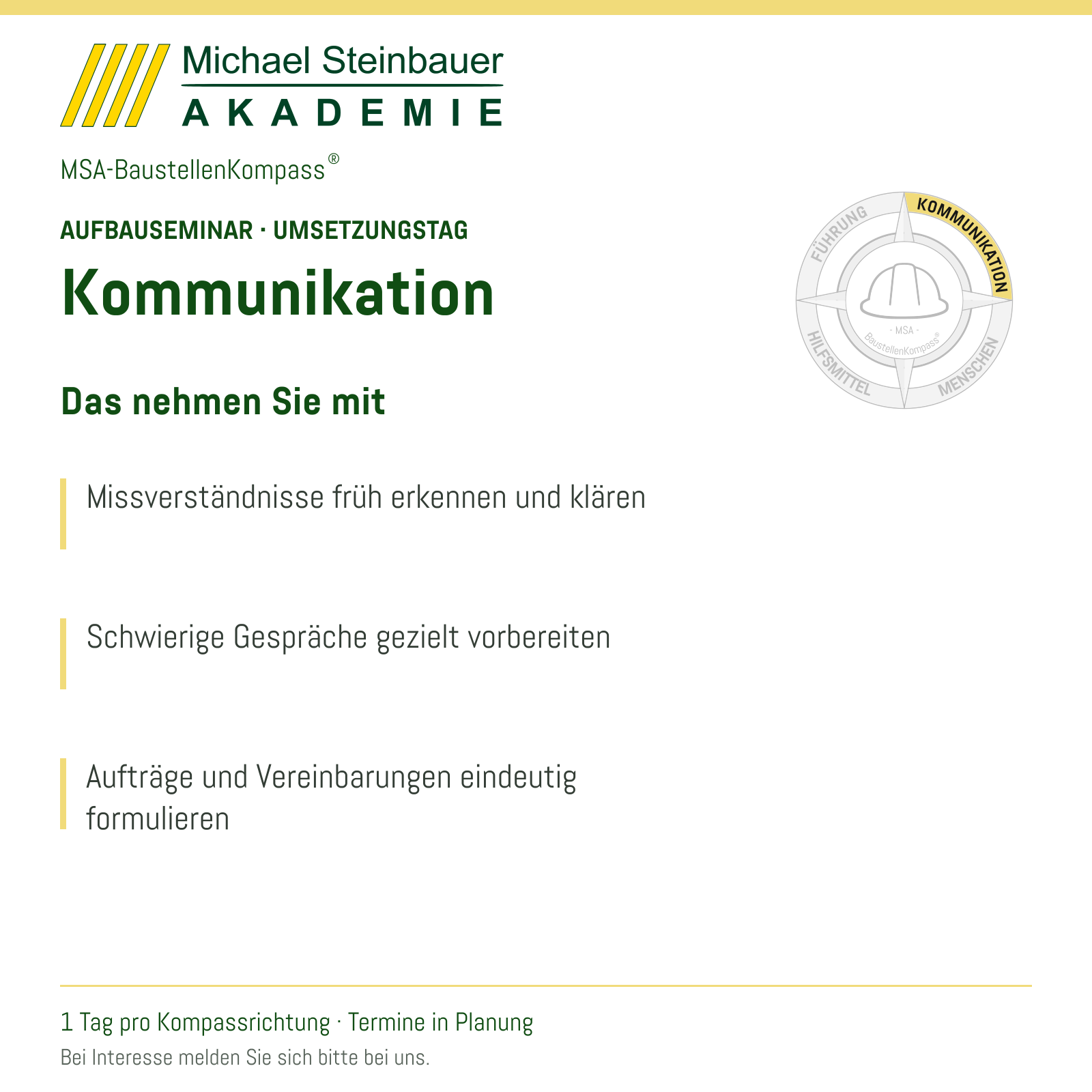 MSA-BaustellenKompass® – Aufbauseminar Kommunikation