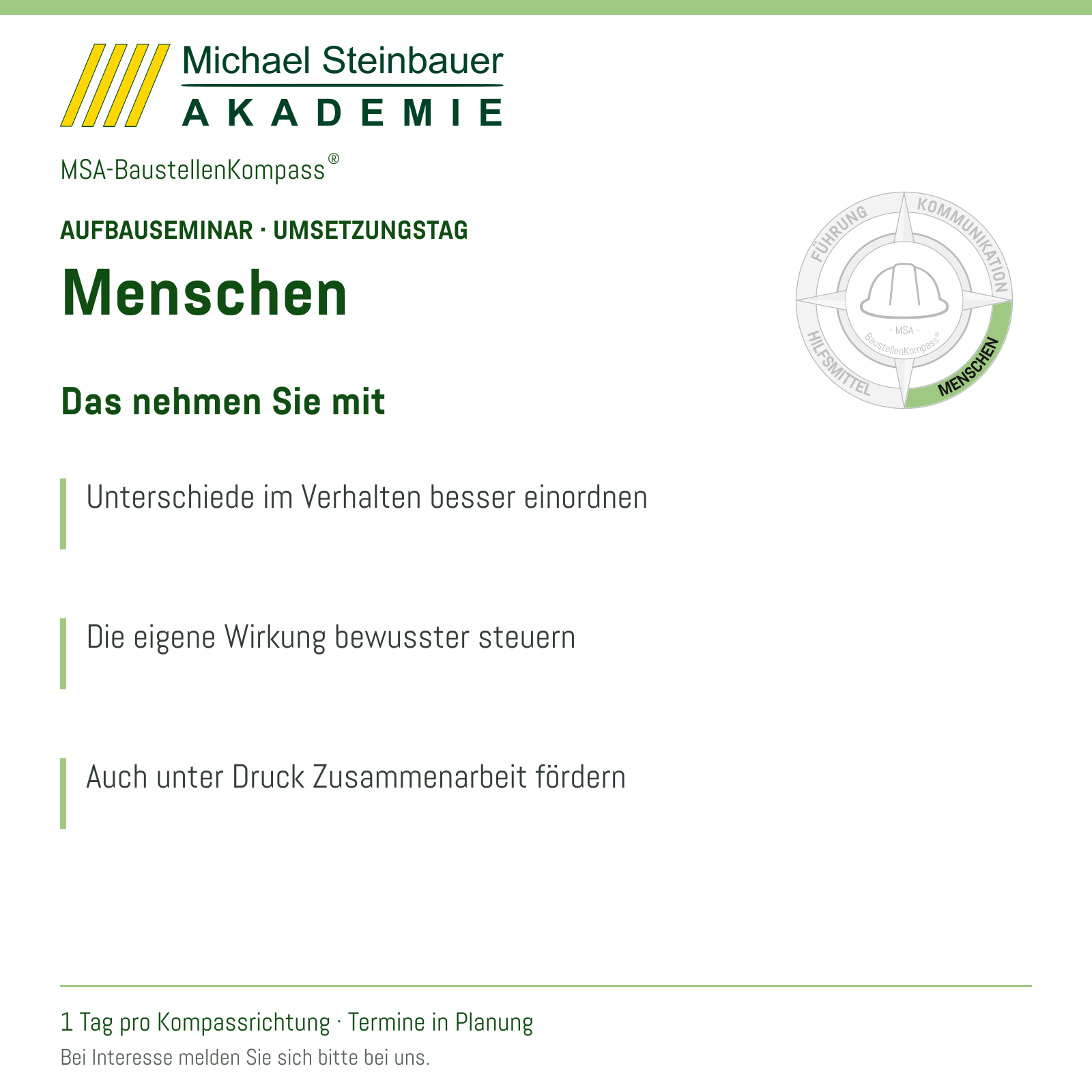 MSA-BaustellenKompass® – Aufbauseminar Menschen