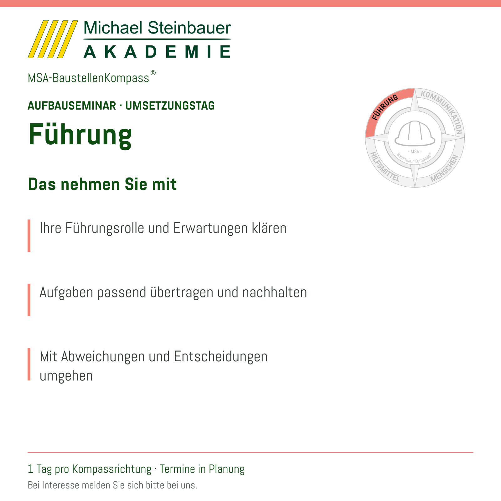 MSA-BaustellenKompass® – Aufbauseminar Führung