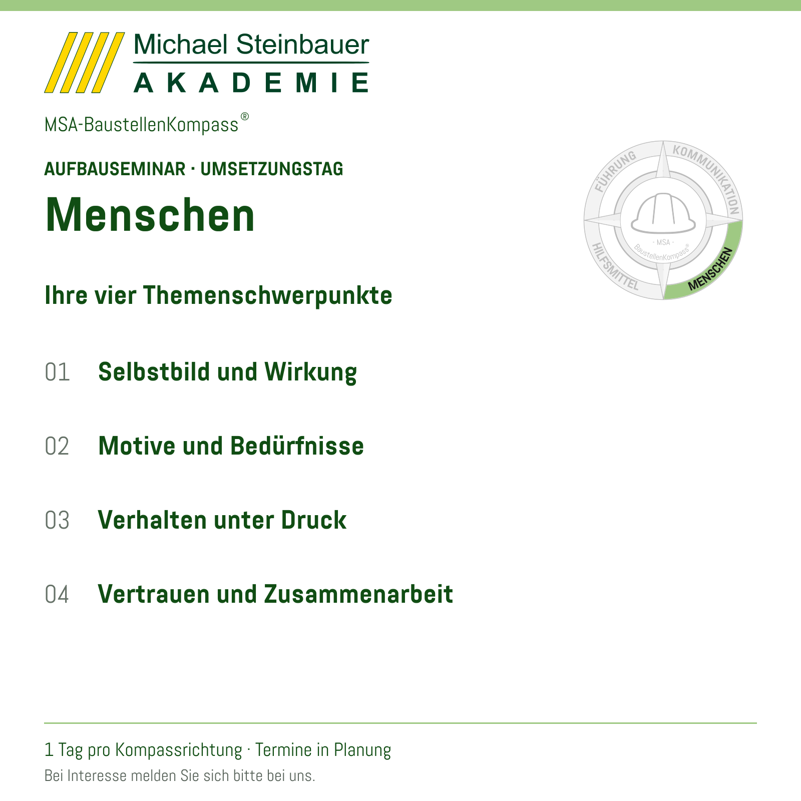 MSA-BaustellenKompass® – Aufbauseminar Menschen
