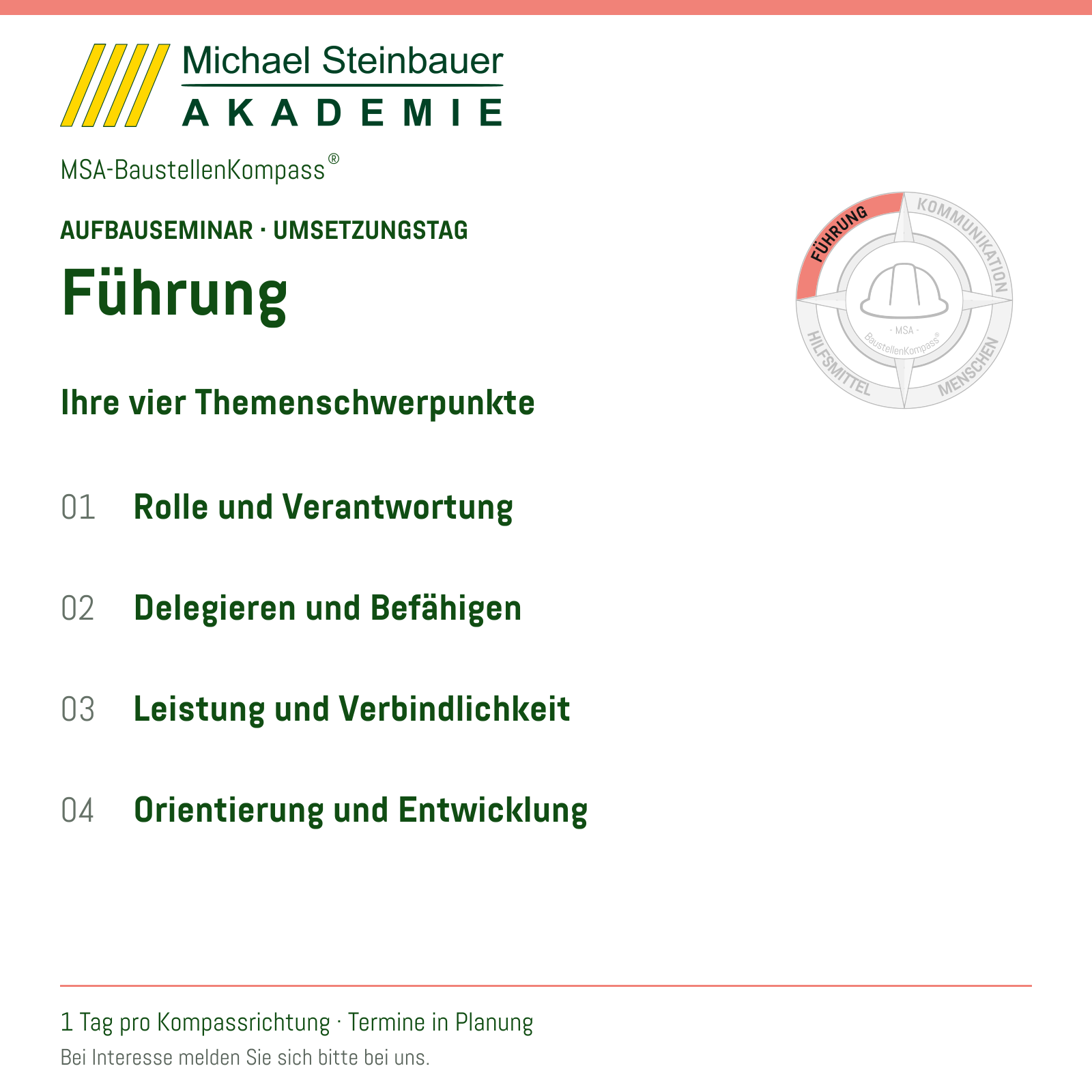 MSA-BaustellenKompass® – Aufbauseminar Führung