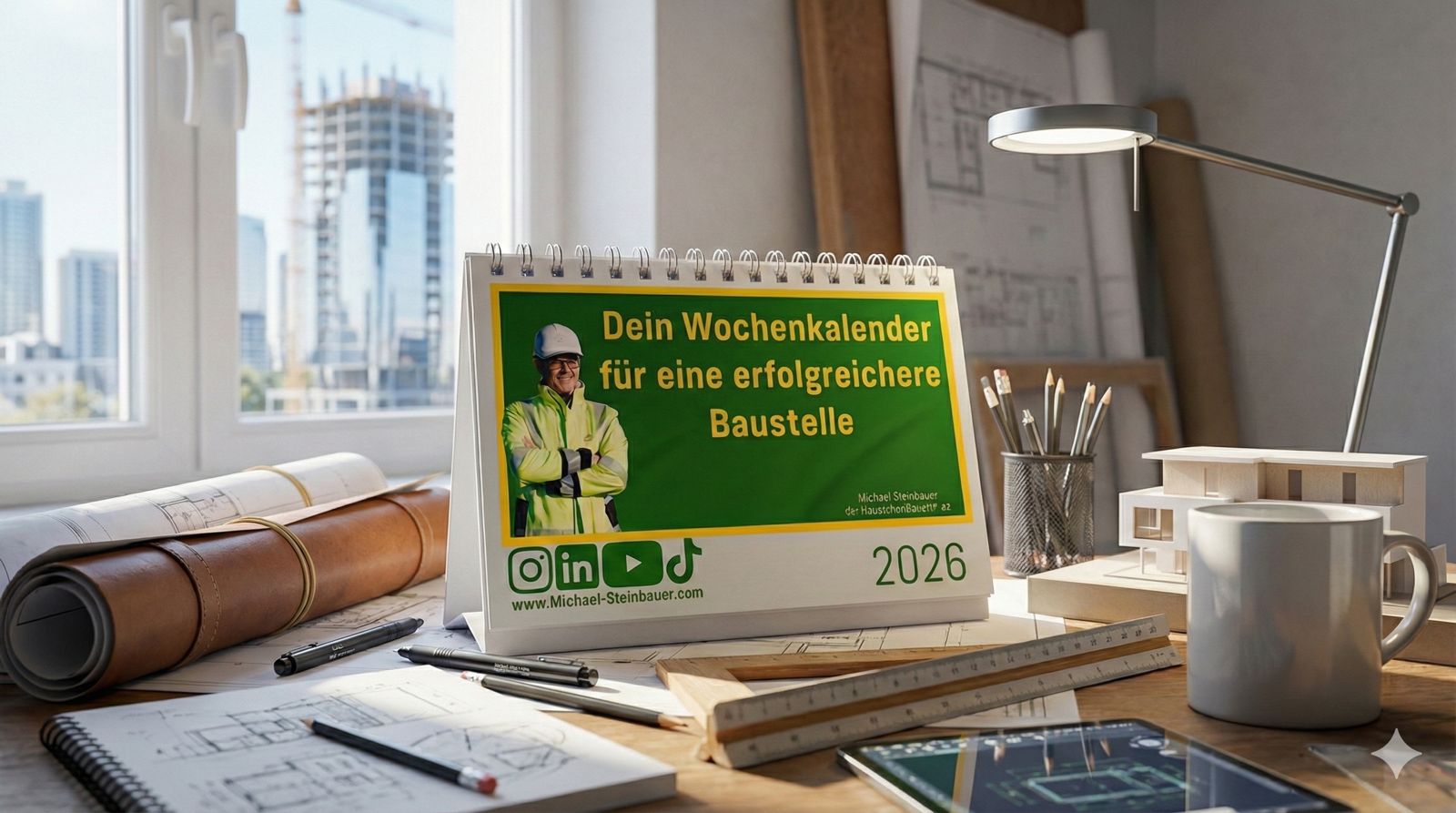 Baustellen Tischkalender 2026 (DIN A6)