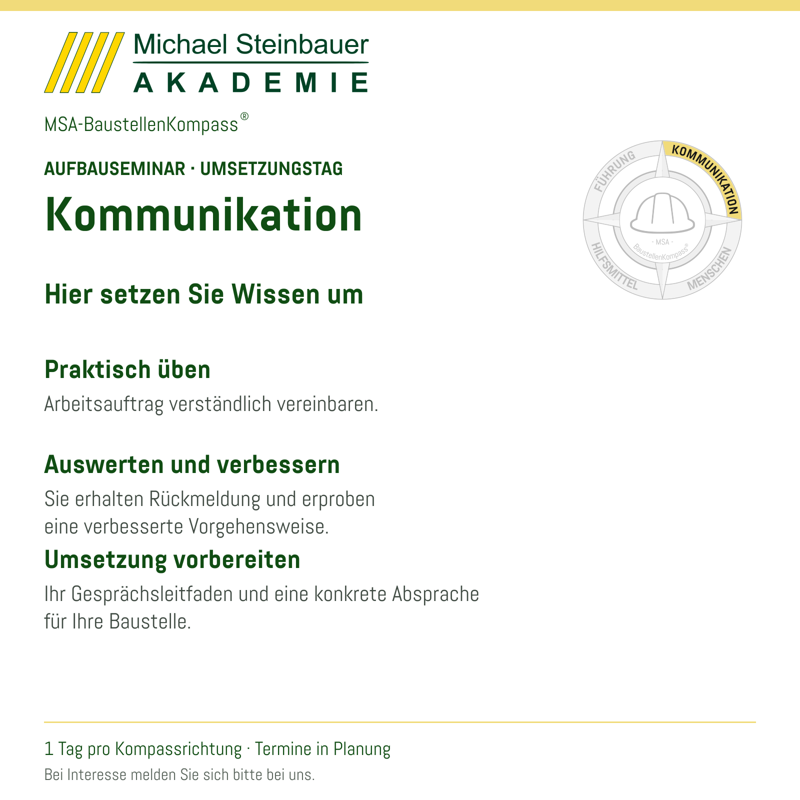 MSA-BaustellenKompass® – Aufbauseminar Kommunikation