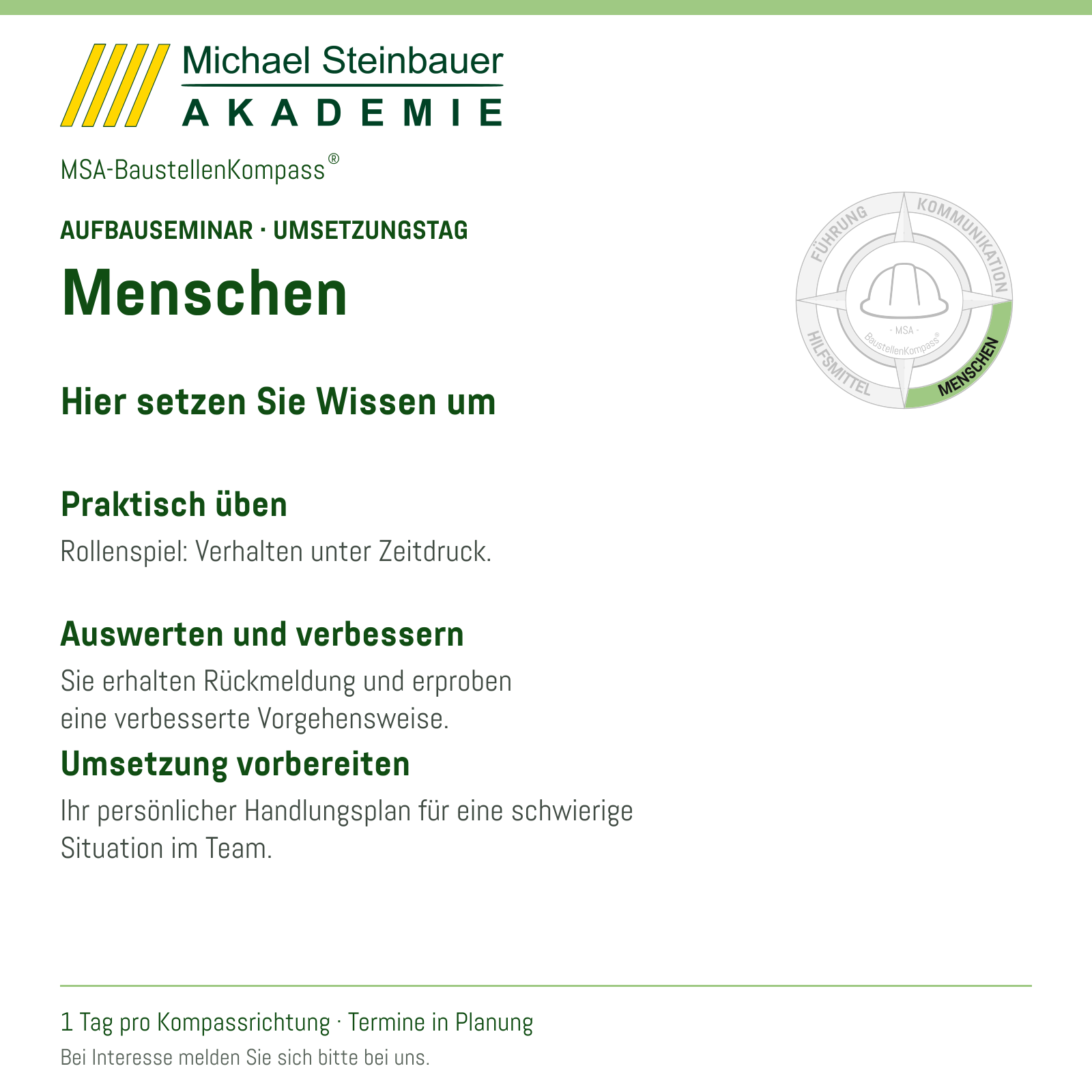 MSA-BaustellenKompass® – Aufbauseminar Menschen