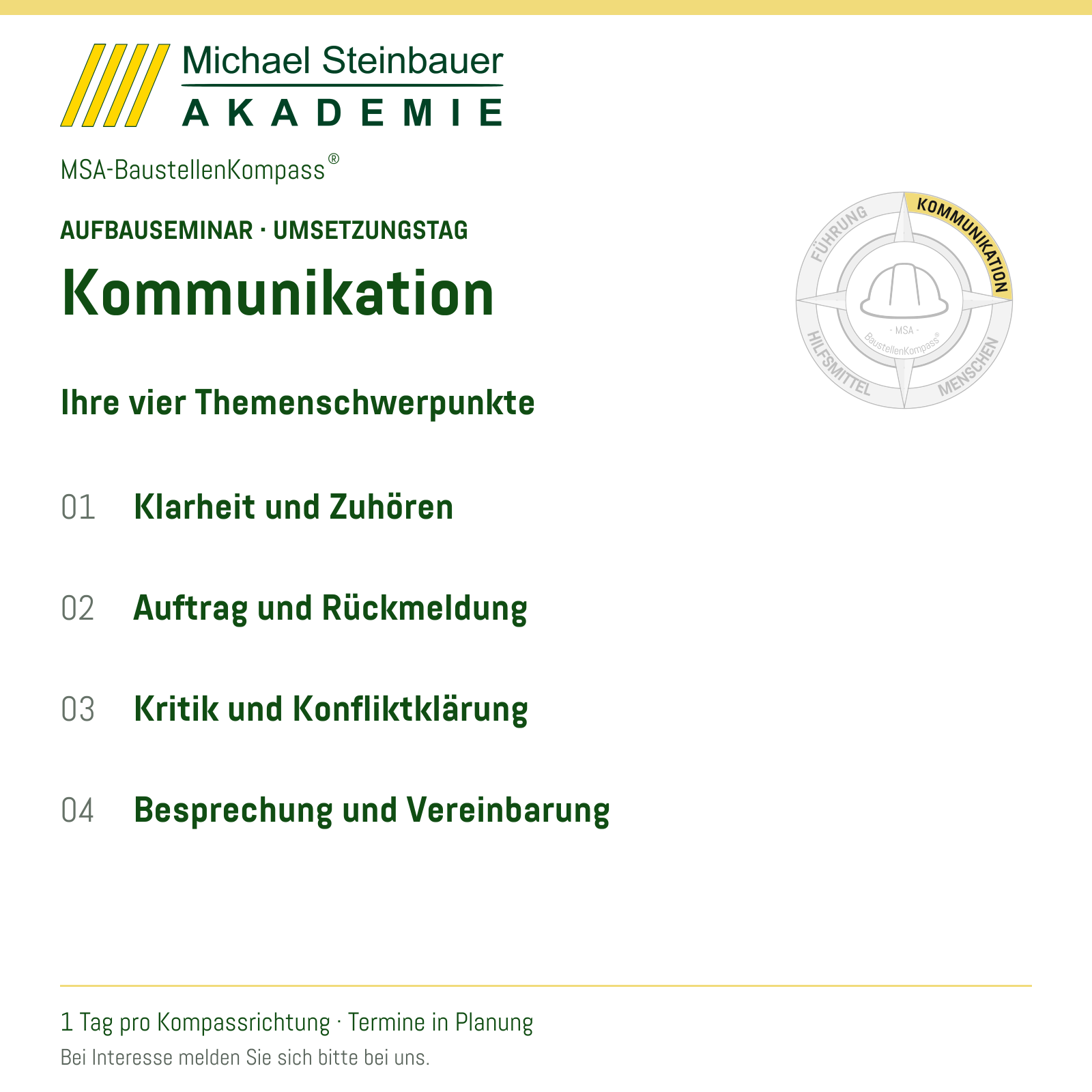 MSA-BaustellenKompass® – Aufbauseminar Kommunikation