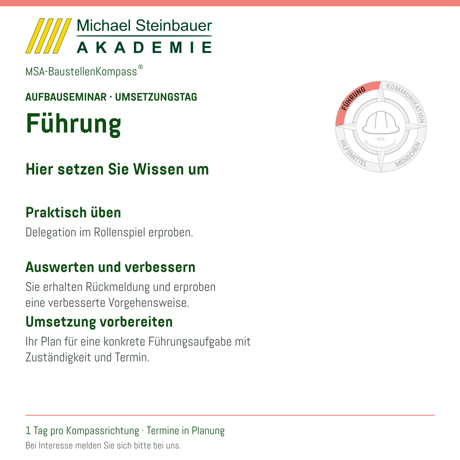 MSA-BaustellenKompass® – Aufbauseminar Führung